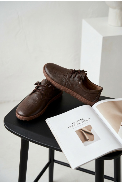 Ādas sieviešu zābaki Barefoot Zazoo 10189 šokolādes krāsā