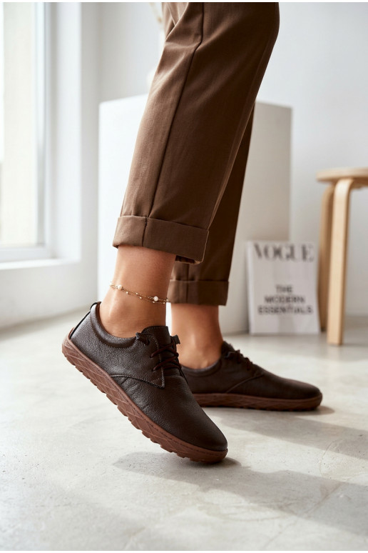 Ādas sieviešu zābaki Barefoot Zazoo 10189 šokolādes krāsā