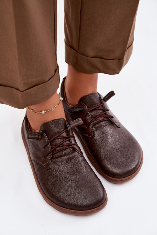 Ādas sieviešu zābaki Barefoot Zazoo 10189 šokolādes krāsā