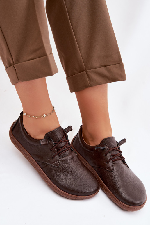 Ādas sieviešu zābaki Barefoot Zazoo 10189 šokolādes krāsā