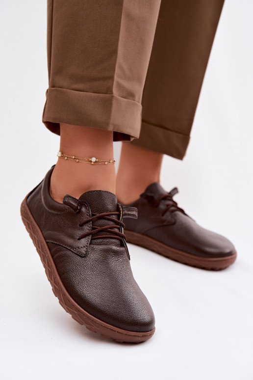 Ādas sieviešu zābaki Barefoot Zazoo 10189 šokolādes krāsā