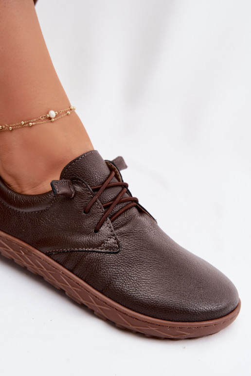 Ādas sieviešu zābaki Barefoot Zazoo 10189 šokolādes krāsā