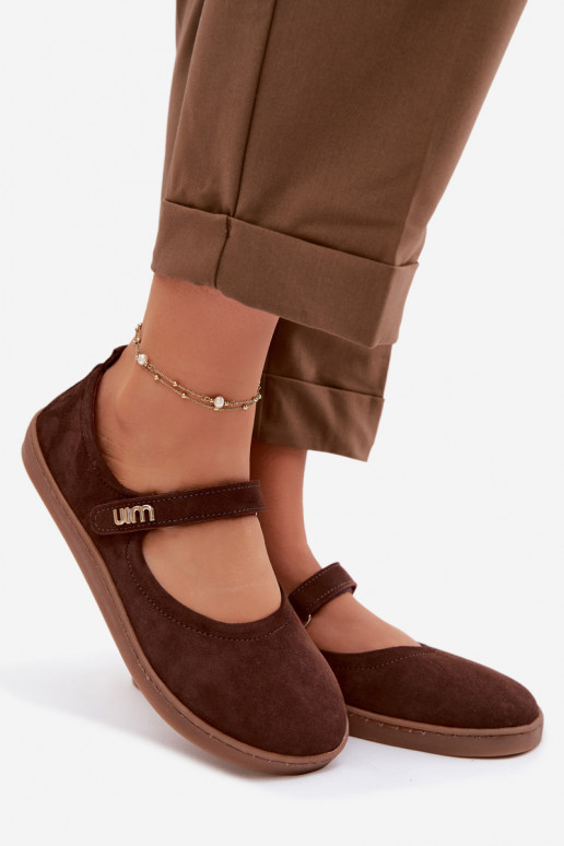 Ādas zamša balerīnas Barefoot ar siksniņām Zazoo 10206 šokolādes krāsā