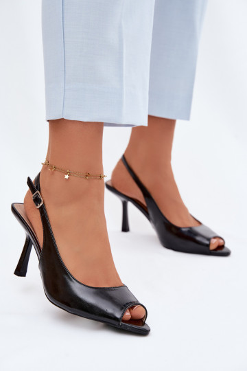 Sieviešu basu kurpes ar plāniem papēžiem melnas Sevina