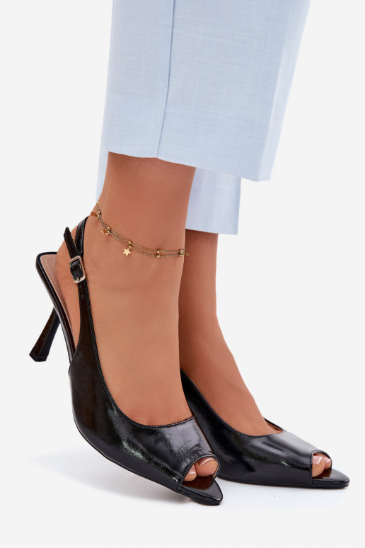 Sieviešu basu kurpes ar plāniem papēžiem melnas Sevina