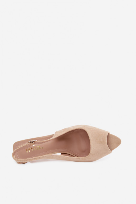 Sieviešu basu kurpes ar plāniem papēžiem no mākslīgā zamšā smilšu krāsas Sevina