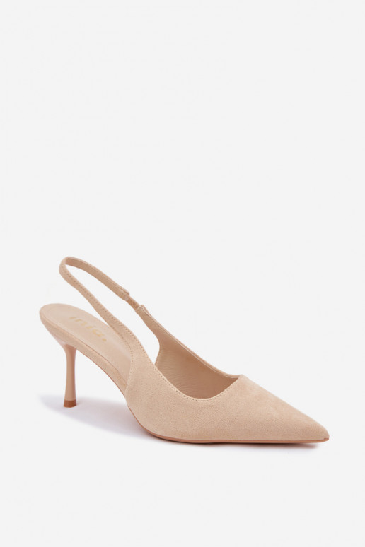 Sieviešu basu kurpes ar plāniem papēžiem no mākslīgā zamšā smilšu krāsas Kevina