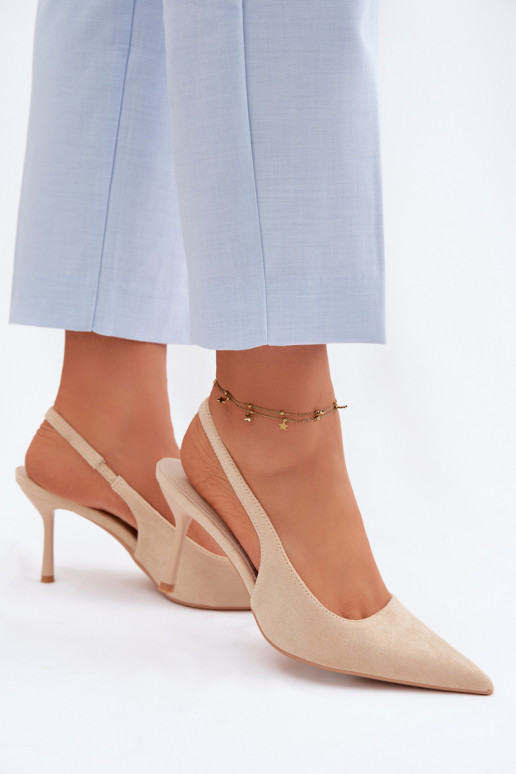 Sieviešu basu kurpes ar plāniem papēžiem no mākslīgā zamšā smilšu krāsas Kevina