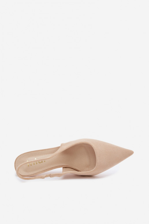 Sieviešu basu kurpes ar plāniem papēžiem no mākslīgā zamšā smilšu krāsas Kevina