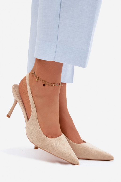 Sieviešu basu kurpes ar plāniem papēžiem no mākslīgā zamšā smilšu krāsas Kevina