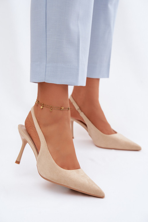 Sieviešu basu kurpes ar plāniem papēžiem no mākslīgā zamšā smilšu krāsas Kevina