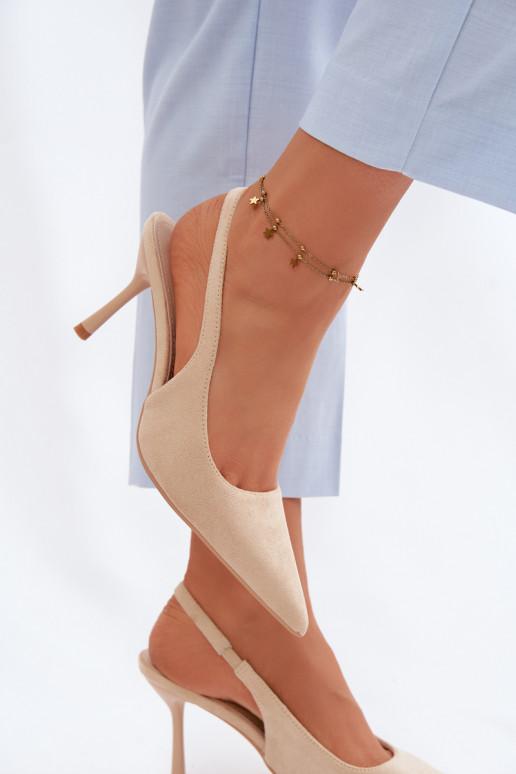 Sieviešu basu kurpes ar plāniem papēžiem no mākslīgā zamšā smilšu krāsas Kevina