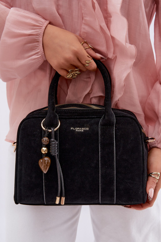 Soma Typu Bagāžnieks Eko zamšādaoInaBrelokiem Melnas krāsas Sorielle