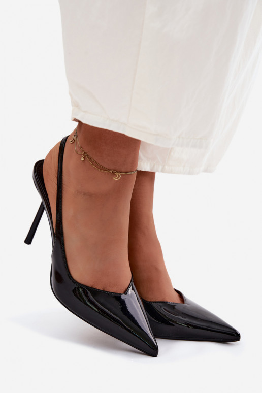 Laque augstpapēžu kurpes sandalesImitacji Skóry melnas krāsas Calera