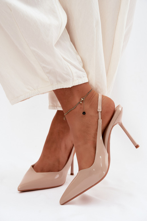 Laque augstpapēžu kurpes sandalesImitacji Skóry smilšu krāsas Calera