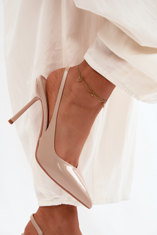 Laque augstpapēžu kurpes sandalesImitacji Skóry smilšu krāsas Calera