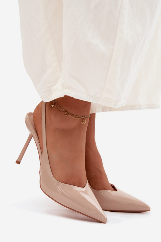 Laque augstpapēžu kurpes sandalesImitacji Skóry smilšu krāsas Calera