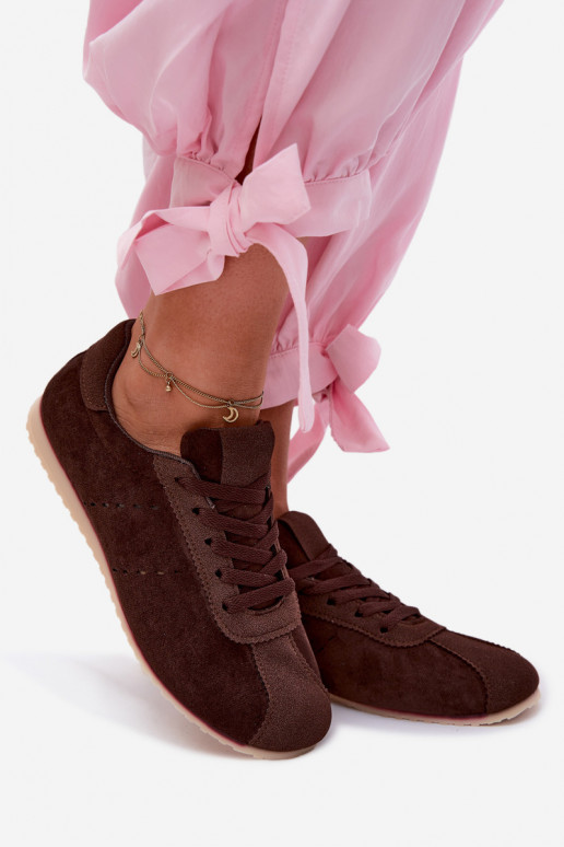 Sneakers modeļa apavi SieviešuEko zamšādau Zems CzekoladoIne Melvelin