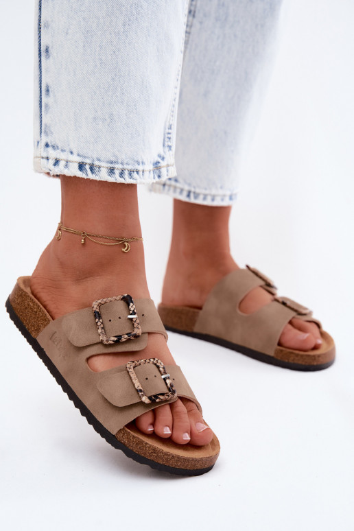 sieviešu čības ar sprādzēm Lee Cooper LCIN-26-35-4451L Haki krāsas