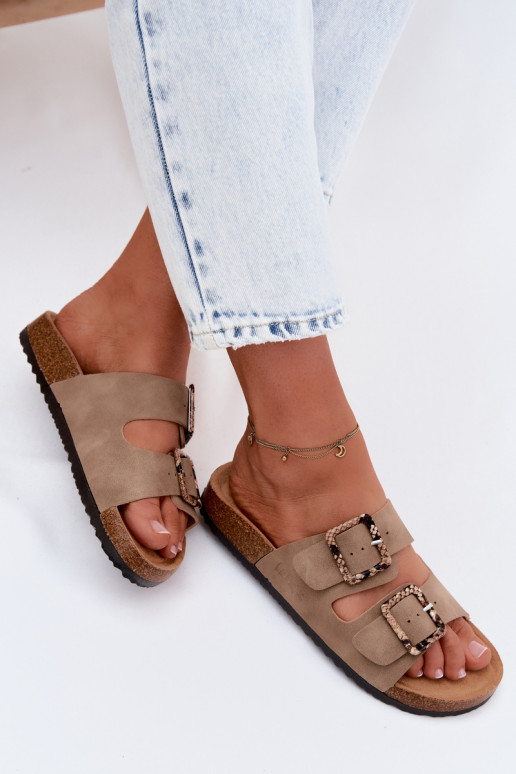 sieviešu čības ar sprādzēm Lee Cooper LCIN-26-35-4451L Haki krāsas