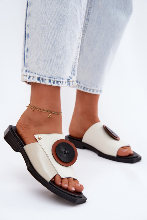 Čibas no dabīgas ādas Sieviešu Ģeometriski Tā irciejka K7479-01 smilšu krāsas-melnas krāsas