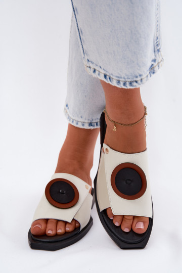 Čibas no dabīgas ādas Sieviešu Ģeometriski Tā irciejka K7479-01 smilšu krāsas-melnas krāsas 2