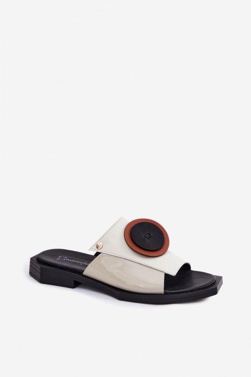 Čibas no dabīgas ādas Sieviešu Ģeometriski Tā irciejka K7479-01 smilšu krāsas-melnas krāsas