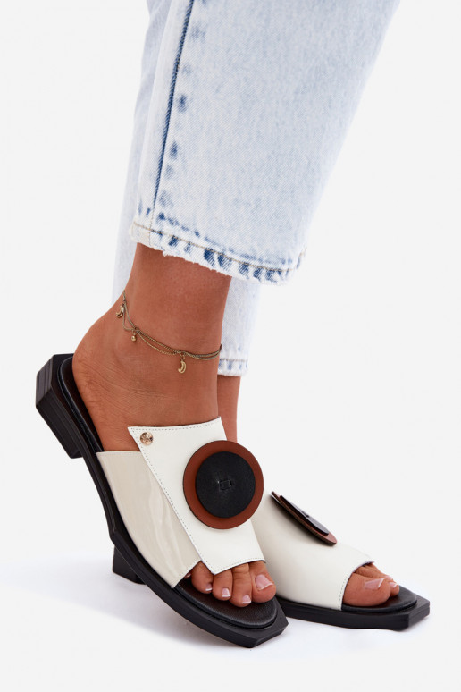 Čibas no dabīgas ādas Sieviešu Ģeometriski Tā irciejka K7479-01 smilšu krāsas-melnas krāsas