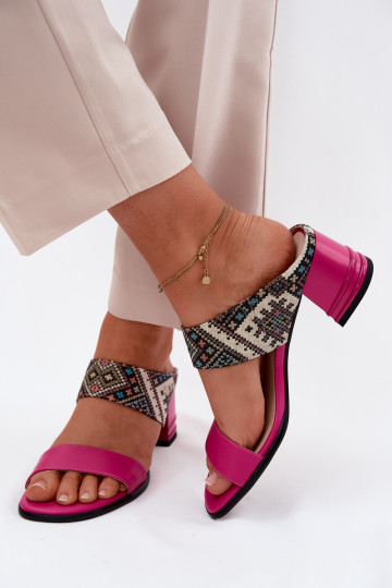 Āda Rakstaina sieviešu čības ar papēdi Tā irciejka K7522-15 rozā krāsas 2