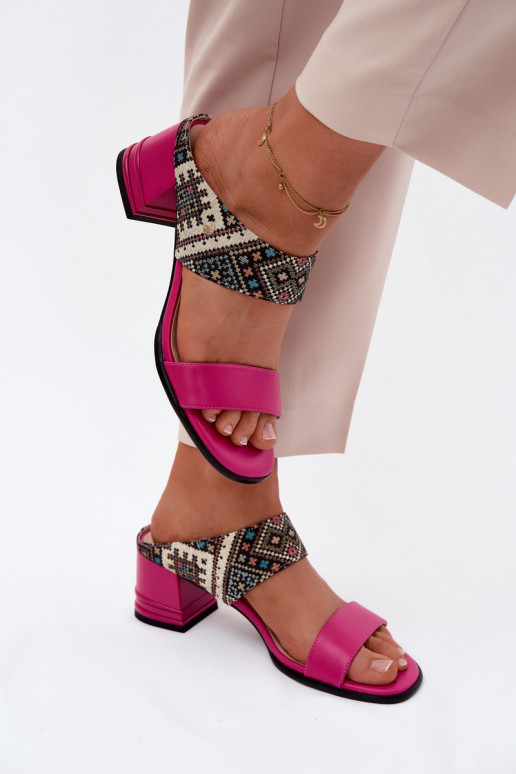 Āda Rakstaina sieviešu čības ar papēdi Tā irciejka K7522-15 rozā krāsas