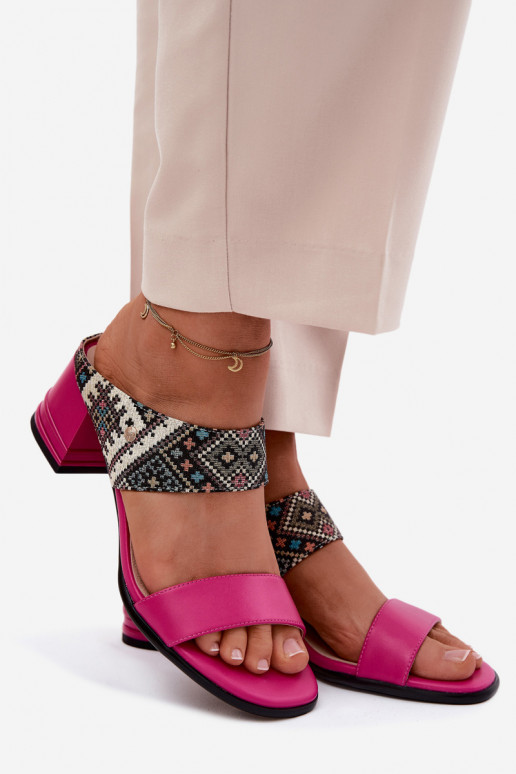 Āda Rakstaina sieviešu čības ar papēdi Tā irciejka K7522-15 rozā krāsas