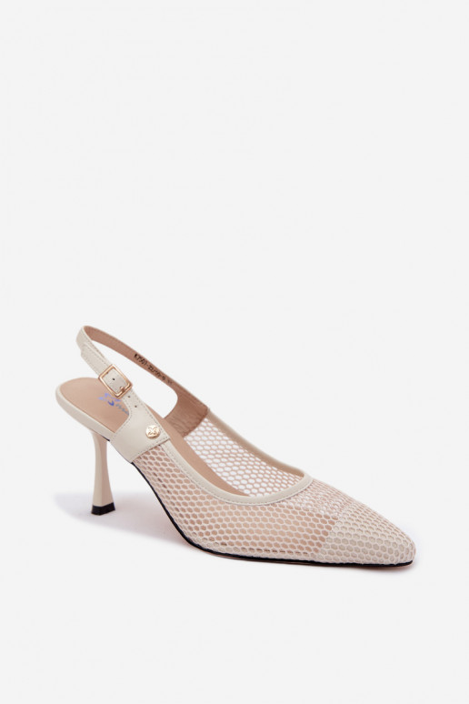 Āda Ažūra basenes Kurpes Sieviešu ar papēdi Tā irciejka K7507-22 Ziloņkaula krāsas