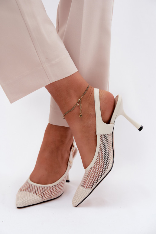 Āda Ažūra basenes Kurpes Sieviešu ar papēdi Tā irciejka K7507-22 Ziloņkaula krāsas