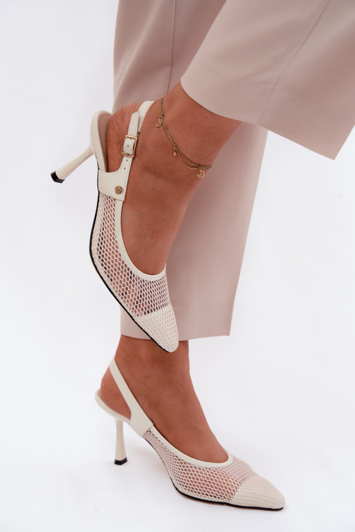 Āda Ažūra basenes Kurpes Sieviešu ar papēdi Tā irciejka K7507-22 Ziloņkaula krāsas