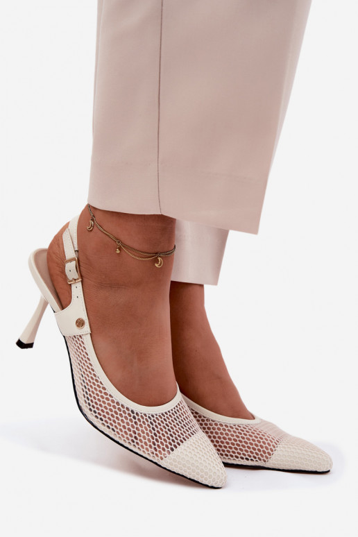 Āda Ažūra basenes Kurpes Sieviešu ar papēdi Tā irciejka K7507-22 Ziloņkaula krāsas