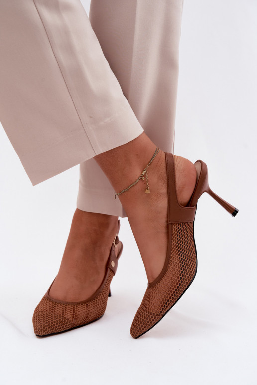 Āda Ažūra basenes Kurpes Sieviešu ar papēdi Tā irciejka K7507-29 brūnas krāsas