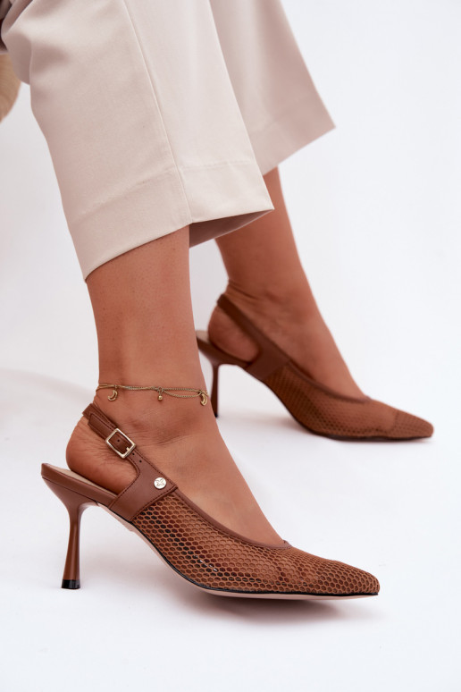 Āda Ažūra basenes Kurpes Sieviešu ar papēdi Tā irciejka K7507-29 brūnas krāsas