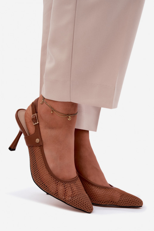 Āda Ažūra basenes Kurpes Sieviešu ar papēdi Tā irciejka K7507-29 brūnas krāsas