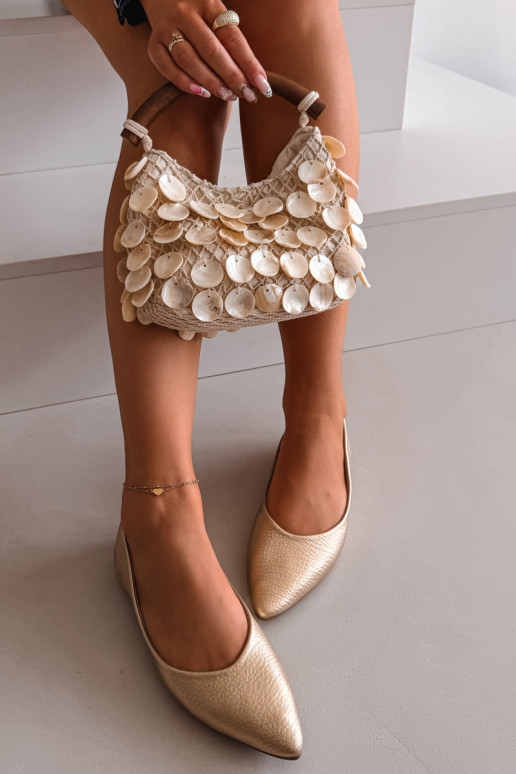 Nelisa balerīnas no mākslīgās ādas zelta krāsā