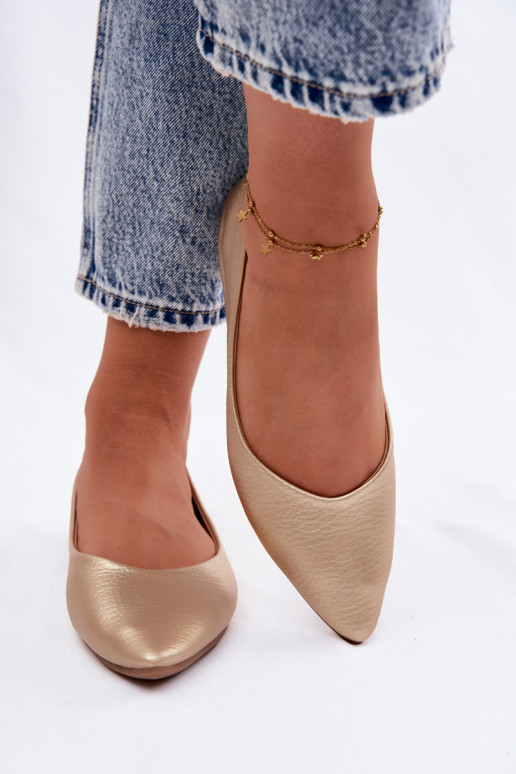 Nelisa balerīnas no mākslīgās ādas zelta krāsā