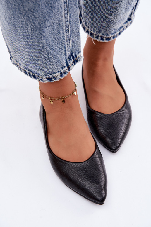Balerīnas no mākslīgās ādas melnā krāsā Nelisa