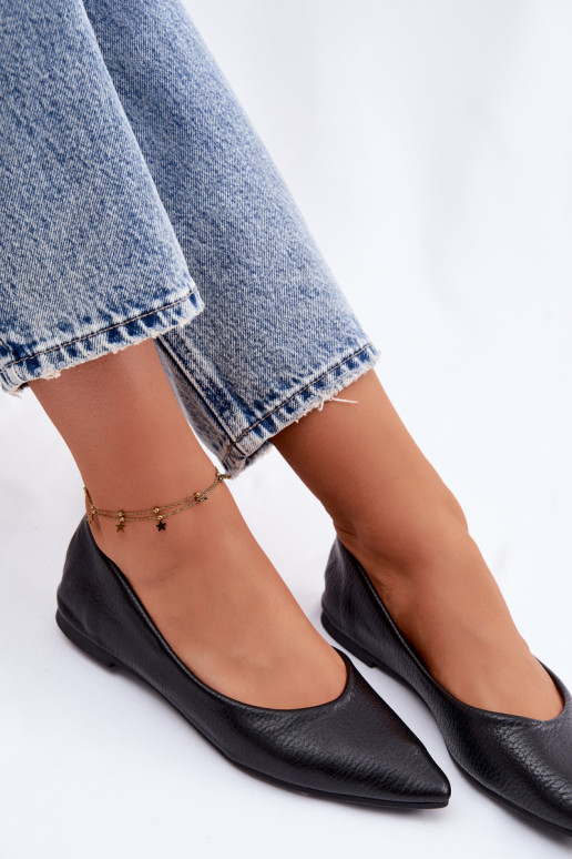 Balerīnas no mākslīgās ādas melnā krāsā Nelisa