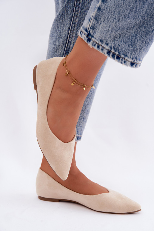 Lelisa balerīnas plakanas no mākslīgā zamša smilšu krāsā