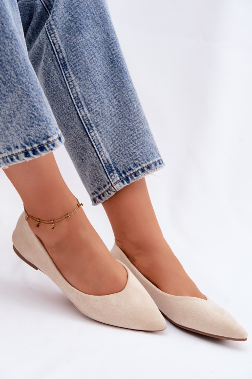 Lelisa balerīnas plakanas no mākslīgā zamša smilšu krāsā