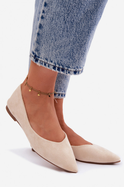 Lelisa balerīnas plakanas no mākslīgā zamša smilšu krāsā