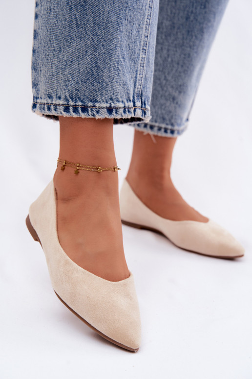 Lelisa balerīnas plakanas no mākslīgā zamša smilšu krāsā