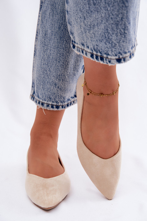 Lelisa balerīnas plakanas no mākslīgā zamša smilšu krāsā