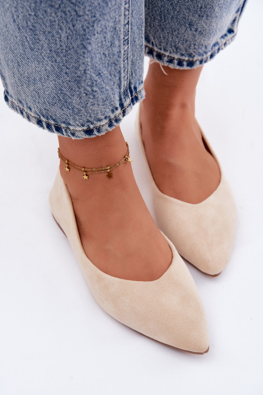 Lelisa balerīnas plakanas no mākslīgā zamša smilšu krāsā