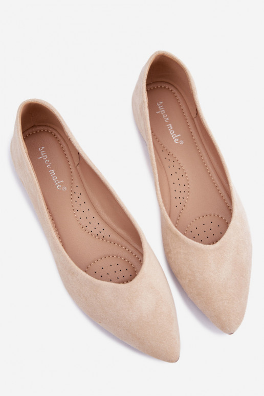 Lelisa balerīnas plakanas no mākslīgā zamša smilšu krāsā