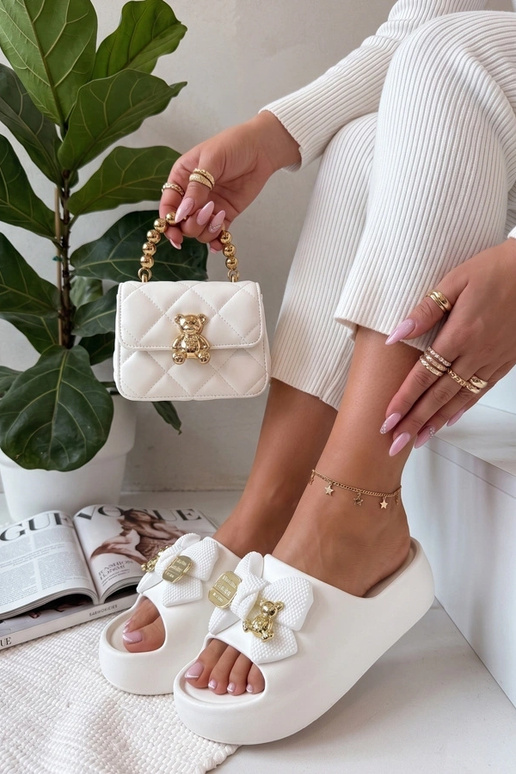 Baltas platformas čības ar lentu Imogen